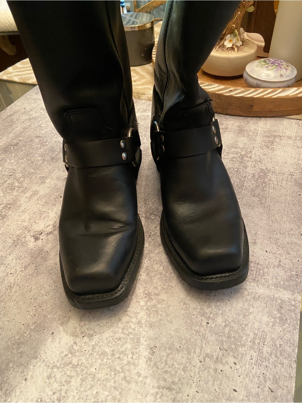 Double H Leather Harness Pull On Motorcycle Boots - Picture 9 of 9